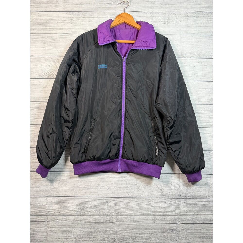 Vintage Columbia Radial Sleeve Men’s M Tall Black Purple Insulated Jacket Bin A